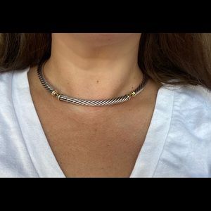 David Yurman Metro Cable Choker Necklace, Sterling Silver & 14K Yellow Gold